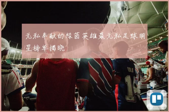 无私奉献的绿茵英雄最无私足球明星榜单揭晓